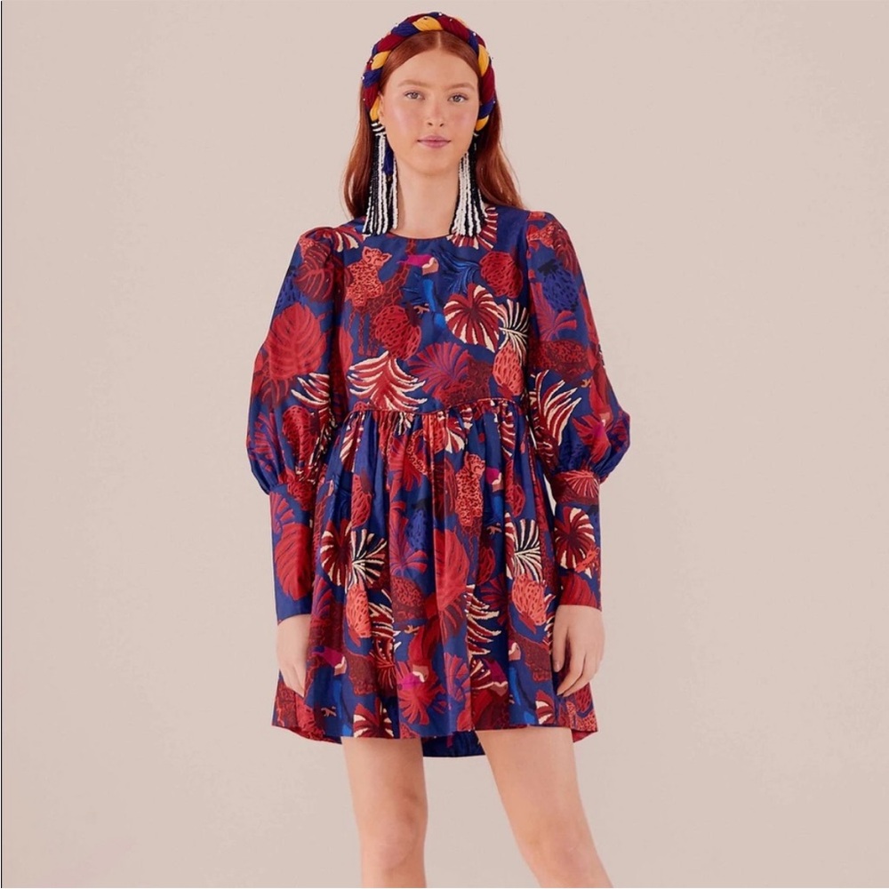 Farm Rio Animals Tapestry Mini Dress Size L - Picture 1 of 7